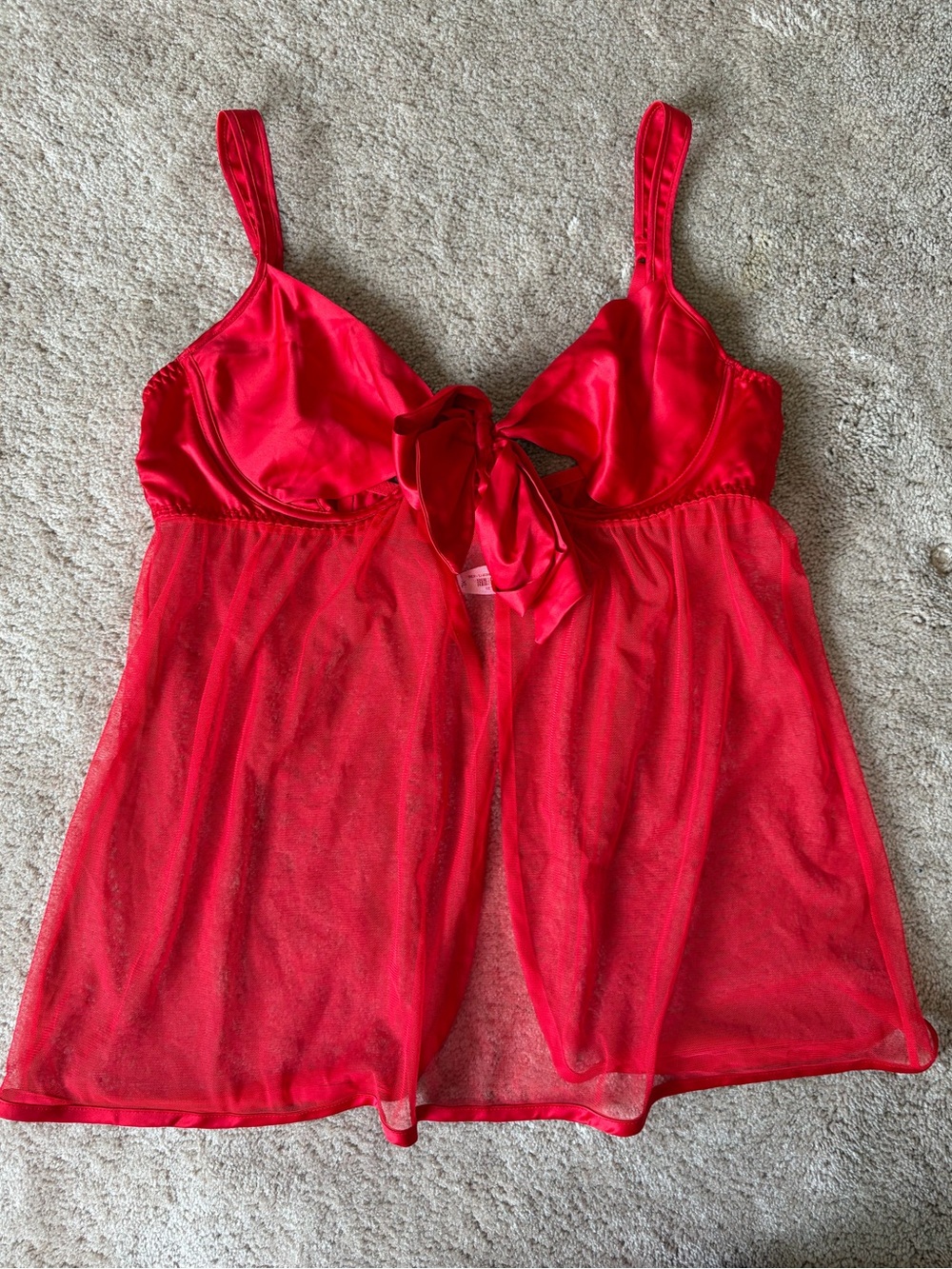Adore Me Women's Bessima Babydoll Lingerie XL Red Bow NWT - Picture 2 of 8